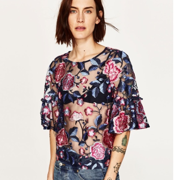 Zara Embroidered Top - Picture 1 of 4